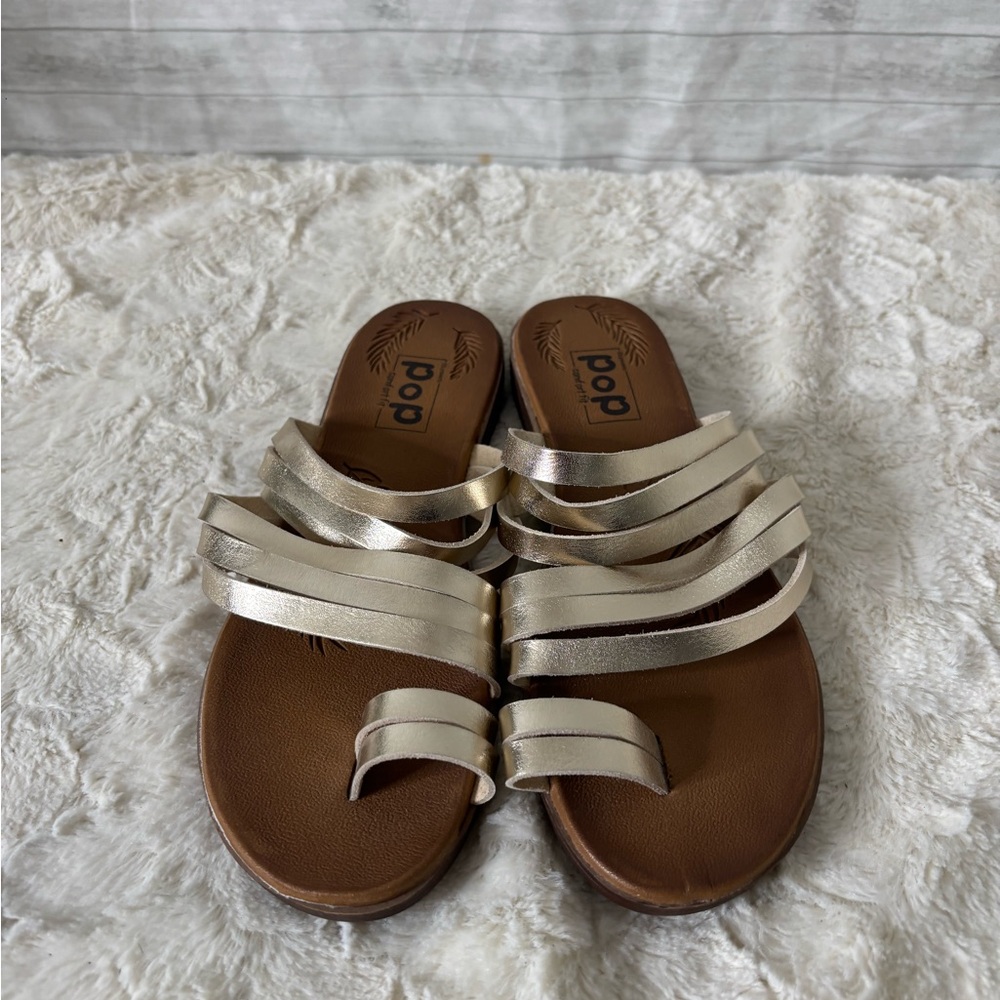 Pop Women's Gold Strappy Sandals (A245)